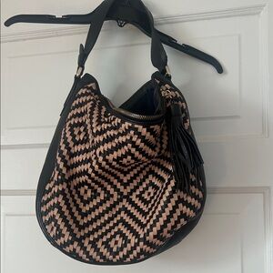 Cole Haan Black and Tan Geometric Patterned Women's Bag